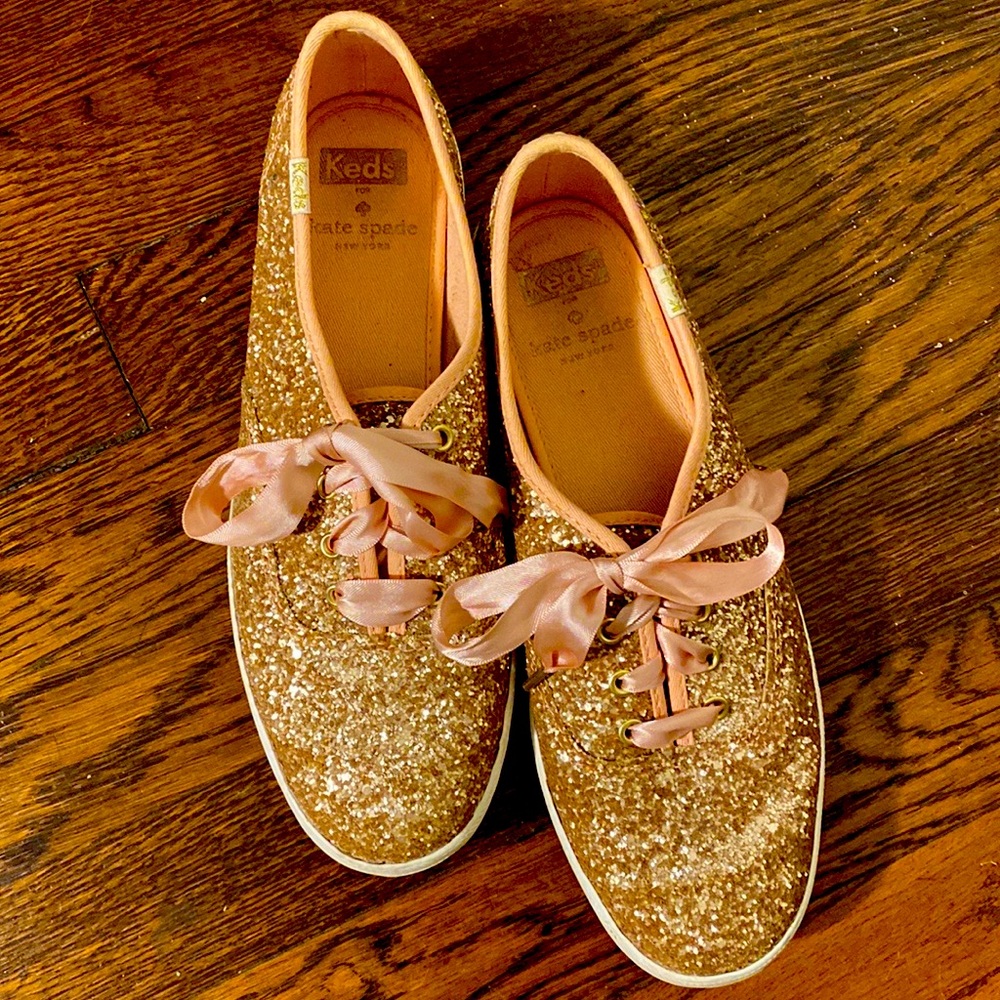 Kate Spade / Keds Rose Gold Glitter Sneakers